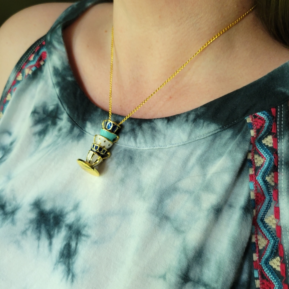 Alice in Wonderland Golden Teacup Party Necklace - Picture 11 of 16